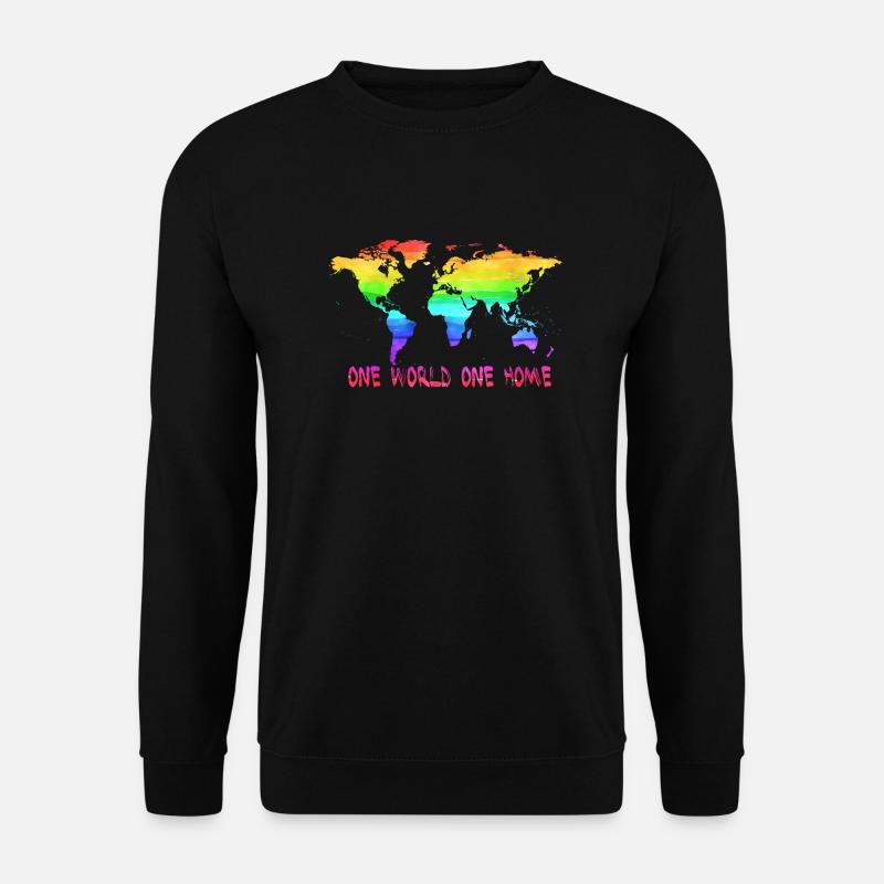 One World One Home Weltkarte - Unisex Pullover - Schwarz