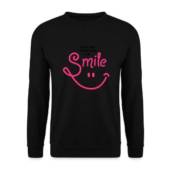 smile - smiley - lachen - a reason to smile - 2C - Unisex Pullover - Schwarz - Vorne - Alina (178cm) & Michal (187cm)