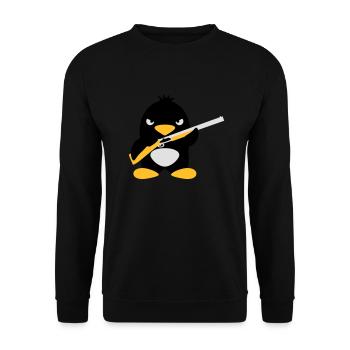 Shotgun Penguin - Unisex Pullover - Schwarz - Vorne - Alina (178cm) & Michal (187cm)