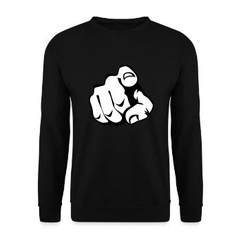 60 Zeigefinger - Unisex Pullover - Schwarz - Vorne - Alina (178cm) & Michal (187cm)