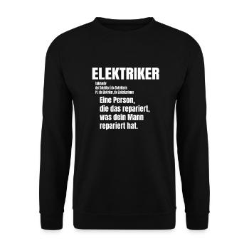 Electrician Definition Funny Electronic Technician Gift - Unisex Sweatshirt - black - Front - Alina (178cm) & Michal (187cm)