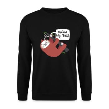 Faul, Faultier, langsam, müde, chillen - Unisex Pullover - Schwarz - Vorne - Alina (178cm) & Michal (187cm)