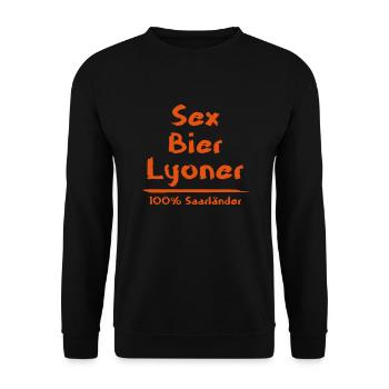 Saarländer Saarland Saar Geschenk Lyoner Grillen - Unisex Pullover - Schwarz - Vorne - Alina (178cm) & Michal (187cm)