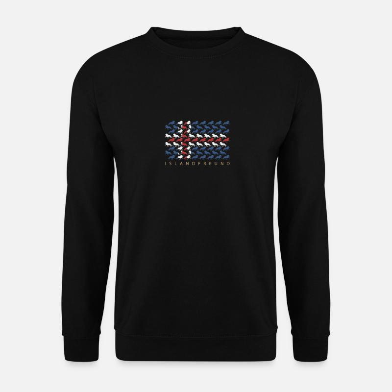 Islandpferd - Island - Fahne - Unisex Pullover - Schwarz