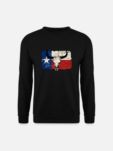 Texas Bull Flag - Vintage Look - Unisex Pullover - Schwarz