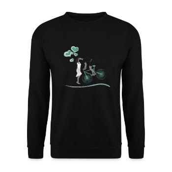 Fahrradpaar Herzballons Liebe kennt keine Grenzen - Unisex Pullover - Schwarz - Vorne - Alina (178cm) & Michal (187cm)