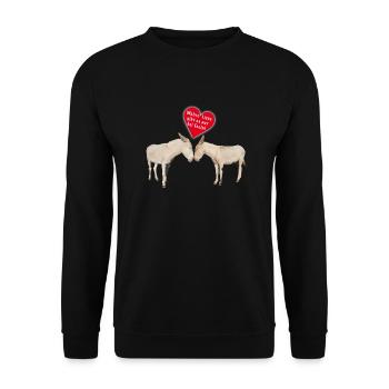 Wahre Esel Liebe - Unisex Pullover - Schwarz - Vorne - Alina (178cm) & Michal (187cm)