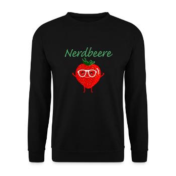 Erdbeere als Nerd - Unisex Pullover - Schwarz - Vorne - Alina (178cm) & Michal (187cm)