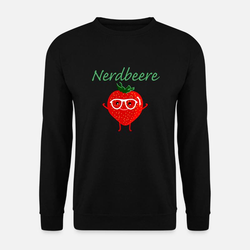 Erdbeere als Nerd - Unisex Pullover - Schwarz