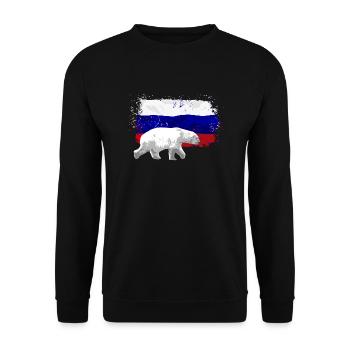 Russia Flag - Polar Bear - Unisex Pullover - Schwarz - Vorne - Alina (178cm) & Michal (187cm)