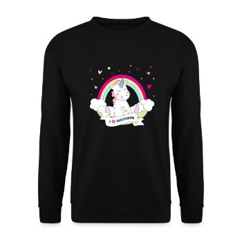 I Love Unicorns - Unisex Sweatshirt - black - Front - Alina (178cm) & Michal (187cm)