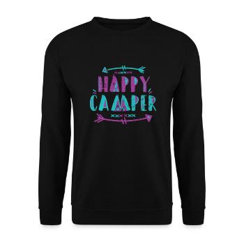 Happy Camper Shirt - Unisex Sweatshirt - black - Front - Alina (178cm) & Michal (187cm)