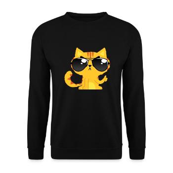 NO. Cat - sunglasses cool cat no fun - Unisex Sweatshirt - black - Front - Alina (178cm) & Michal (187cm)