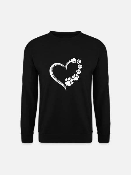 Cute Dog Puppy Shirt Dogs Paw Print Heart - Unisex Sweatshirt - black