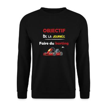 objectif de la journée faire du karting cadeau - Sweat-shirt Unisexe - noir - Devant - Alina (178cm) & Michal (187cm)