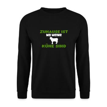 Zuhause ist wo meine Kühe sind - Unisex Pullover - Schwarz - Vorne - Alina (178cm) & Michal (187cm)