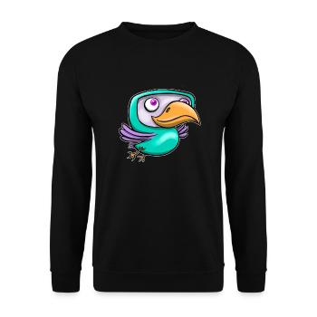 Happy Bird - Unisex Pullover - Schwarz - Vorne - Alina (178cm) & Michal (187cm)