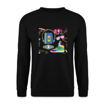80s Keep Calm Eighties Achtziger - Unisex Pullover - Schwarz - Vorne - Alina (178cm) & Michal (187cm)