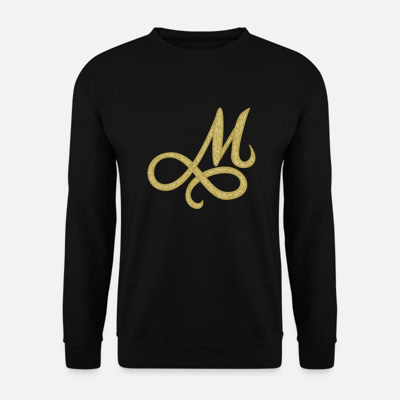 M - gold, letter, alphabet, monogram - Unisex Sweatshirt - black