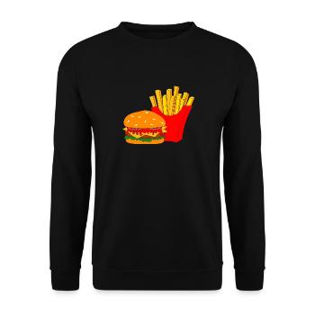 Burger avec frites - Sweat-shirt Unisexe - noir - Devant - Alina (178cm) & Michal (187cm)