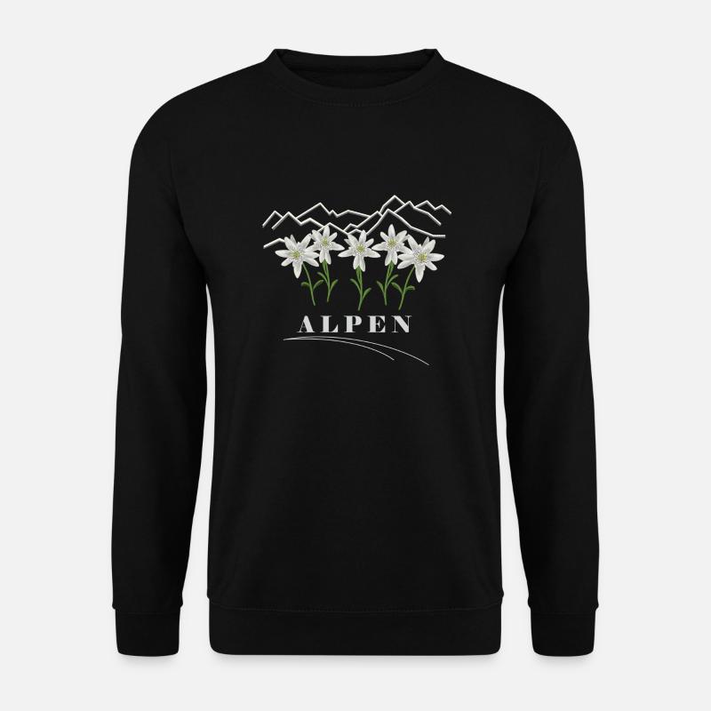 Alpen, Edelweiss, Berge - Unisex Pullover - Schwarz