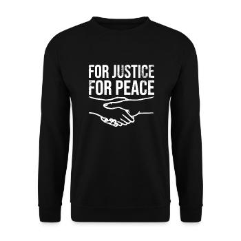 For justice for peace - Unisex Sweatshirt - black - Front - Alina (178cm) & Michal (187cm)