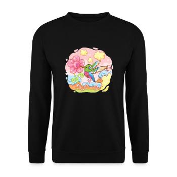 Sweet hummingbird visits candy country - Unisex Sweatshirt - black - Front - Alina (178cm) & Michal (187cm)