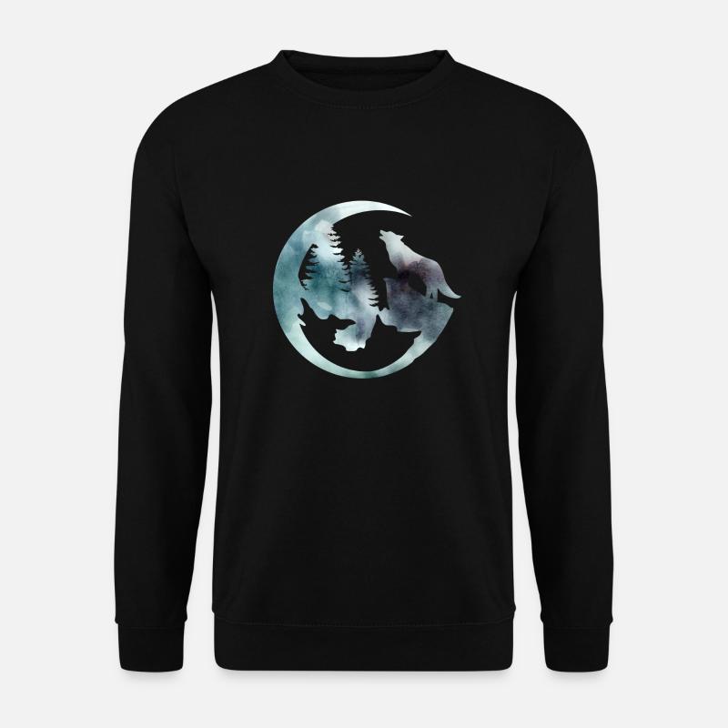 Watercolour Howling Wolf - Unisex Sweatshirt - black