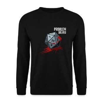D20 Würfel - Problem solved - Unisex Pullover - Schwarz - Vorne - Alina (178cm) & Michal (187cm)