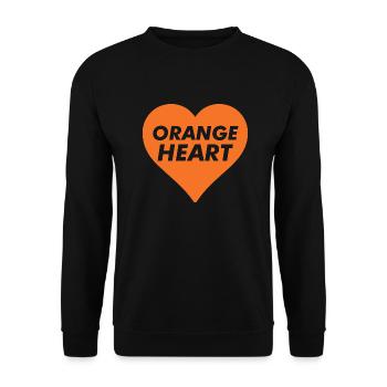 Orangefarbenes Herz - Unisex Pullover - Schwarz - Vorne - Alina (178cm) & Michal (187cm)