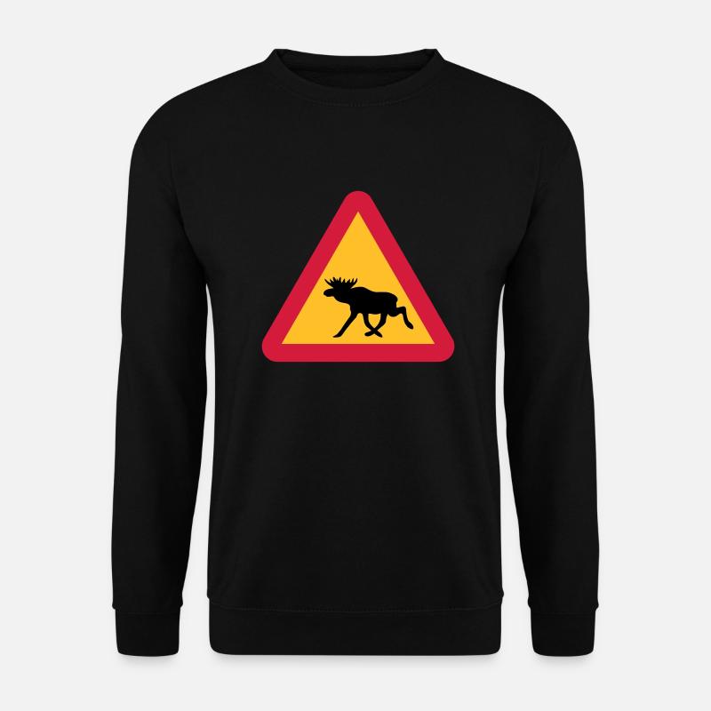 Elch Warnschild - Unisex Pullover - Schwarz