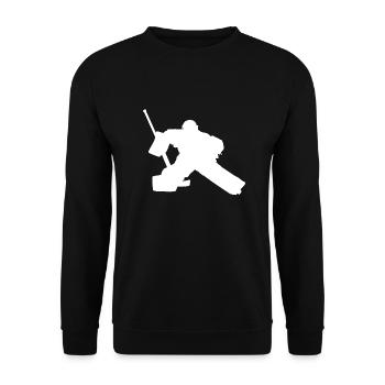 Gardien de but de joueur de hockey sur glace, gardien de but. Hockey sur glace - Sweat-shirt Unisexe - noir - Devant - Alina (178cm) & Michal (187cm)