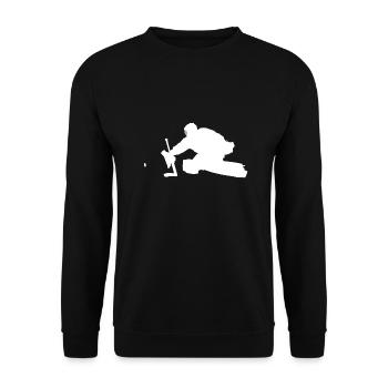 Gardien de but de joueur de hockey sur glace, gardien de but. Hockey sur glace - Sweat-shirt Unisexe - noir - Devant - Alina (178cm) & Michal (187cm)