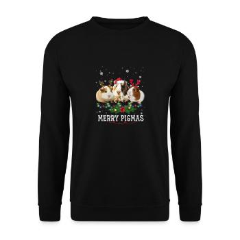 Trois lumières de Noël cochon d'Inde Santa Hat Elf Gi - Sweat-shirt Unisexe - noir - Devant - Alina (178cm) & Michal (187cm)