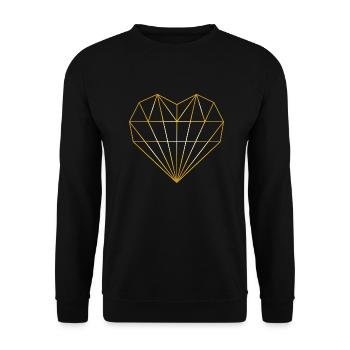Herz Kontur Gold - Unisex Pullover - Schwarz - Vorne - Alina (178cm) & Michal (187cm)