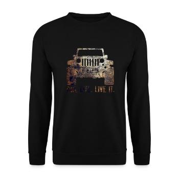 Jeep One Life, live it - Unisex Sweatshirt - black - Front - Alina (178cm) & Michal (187cm)