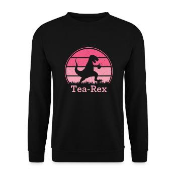 Tea-Rex Dino T-Rex Dinosaur with Teacup - Unisex Sweatshirt - black - Front - Alina (178cm) & Michal (187cm)