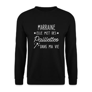 marraine elle met des paillettes dans ma vie - Sweat-shirt Unisexe - noir - Devant - Alina (178cm) & Michal (187cm)
