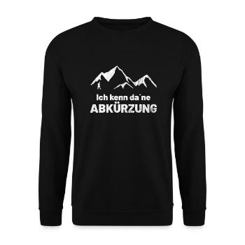 Ich kenn da ´ne Abkürzung | Wandern | Bergsteiger - Unisex Pullover - Schwarz - Vorne - Alina (178cm) & Michal (187cm)
