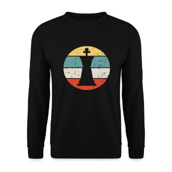 Schach Chess Retro Schachfigur - Unisex Pullover - Schwarz - Vorne - Alina (178cm) & Michal (187cm)