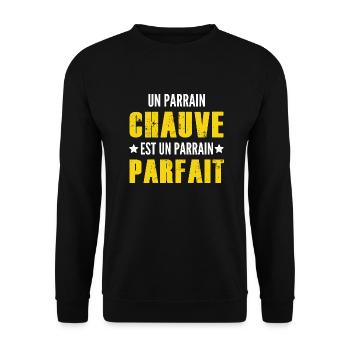 un parrain chauve est un parrain parfait - Sweat-shirt Unisexe - noir - Devant - Alina (178cm) & Michal (187cm)