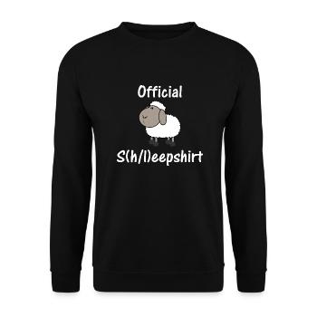 Official Sleepshirt Sheepshirt Sleeping Shirt Sheep - Unisex Sweatshirt - black - Front - Alina (178cm) & Michal (187cm)
