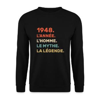1948 l'année l homme le mythe la légende - Sweat-shirt Unisexe - noir - Devant - Alina (178cm) & Michal (187cm)