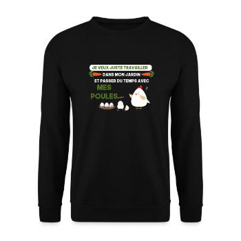 Je veux juste passer du temps avec mes poules cool - Sweat-shirt Unisexe - noir - Devant - Alina (178cm) & Michal (187cm)