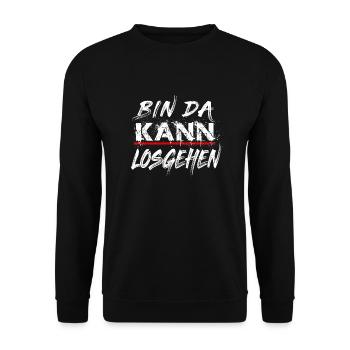 Lustig Geschenk Spruch Arbeit Party Losgehen-white - Unisex Pullover - Schwarz - Vorne - Alina (178cm) & Michal (187cm)