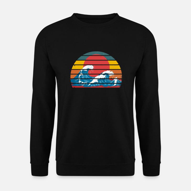 Die große Welle vor kanagawa retro - Unisex Pullover - Schwarz