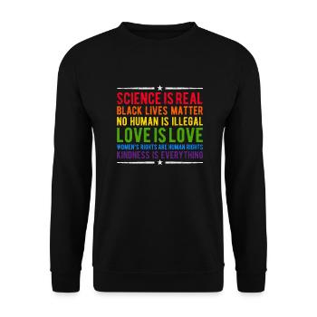 Science Is Real LGBT Rainbow Black Lives Matter - Unisex Sweatshirt - black - Front - Alina (178cm) & Michal (187cm)