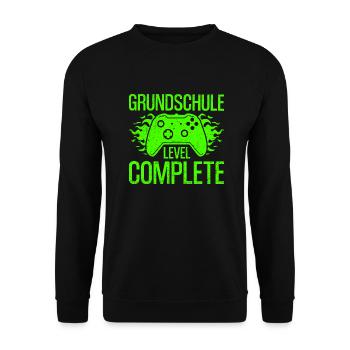 Grundschule Abschluss Level Complete - Unisex Pullover - Schwarz - Vorne - Alina (178cm) & Michal (187cm)