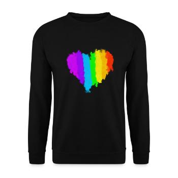 Colorful Heart Gay Pride CSD - Unisex Sweatshirt - black - Front - Alina (178cm) & Michal (187cm)