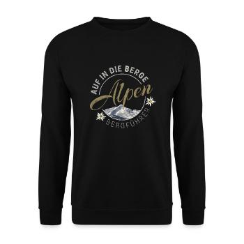 Alpen auf in die Berge für Bergführer Geschenk - Unisex Pullover - Schwarz - Vorne - Alina (178cm) & Michal (187cm)